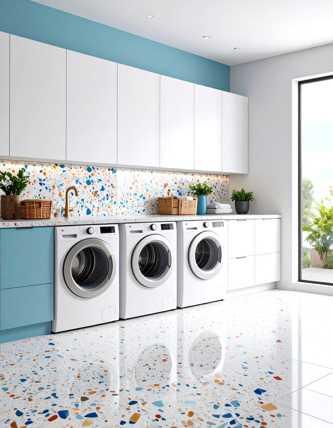 Terrazzo Mosaic Laundry Room Backsplash - 20 Laundry Room Backsplash Ideas