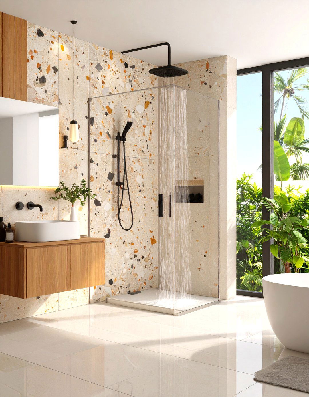 Terrazzo Pattern Shower Wall Revival - 20 Shower Wall Ideas