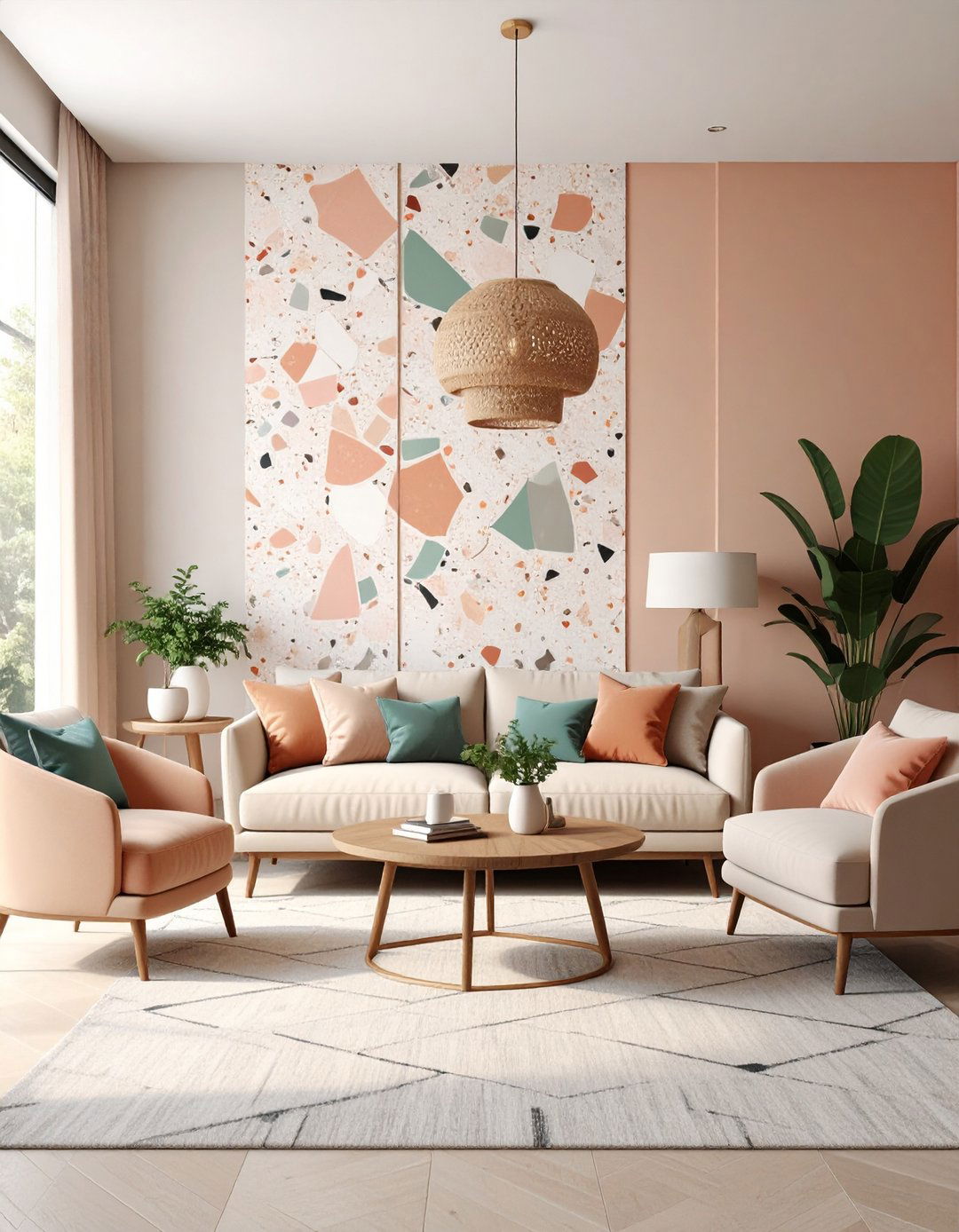Terrazzo Speckle Geometric Accent Wall - 20 Geometric Accent Wall Ideas