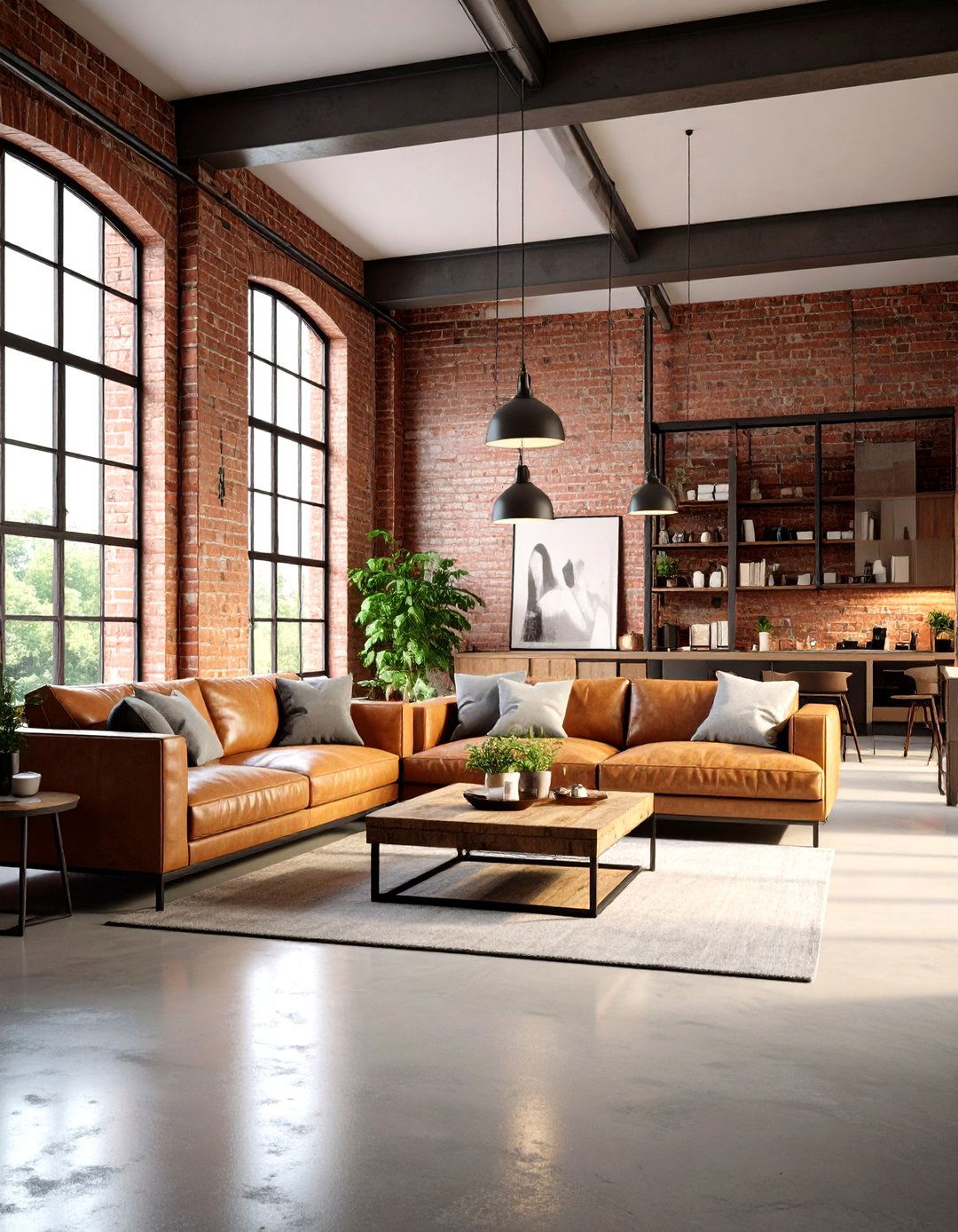Textural Contrast Loft Style Living Room - 20 Loft-style Living Room Ideas