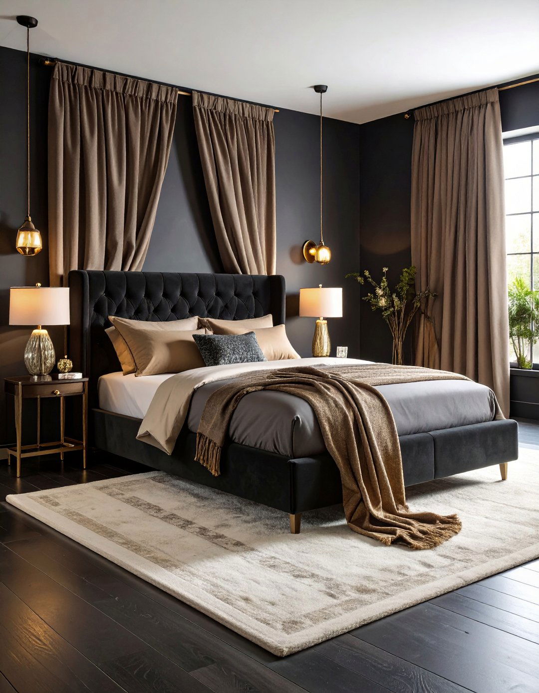 Texture Layered All Black Bedroom Sanctuary - 20 Black Room Ideas