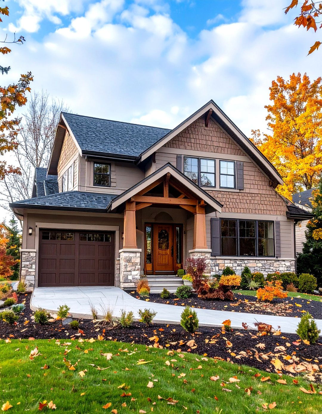Texture Rich Dutch Lap and Honeycomb Mix - 20 Home Designs Using Natural Clay Siding Colors