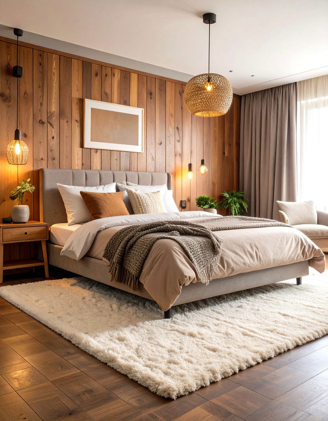 Texture Rich Layering Adds Depth in a Dark Wood Bedroom - 20 Dark Wood Bedroom Ideas