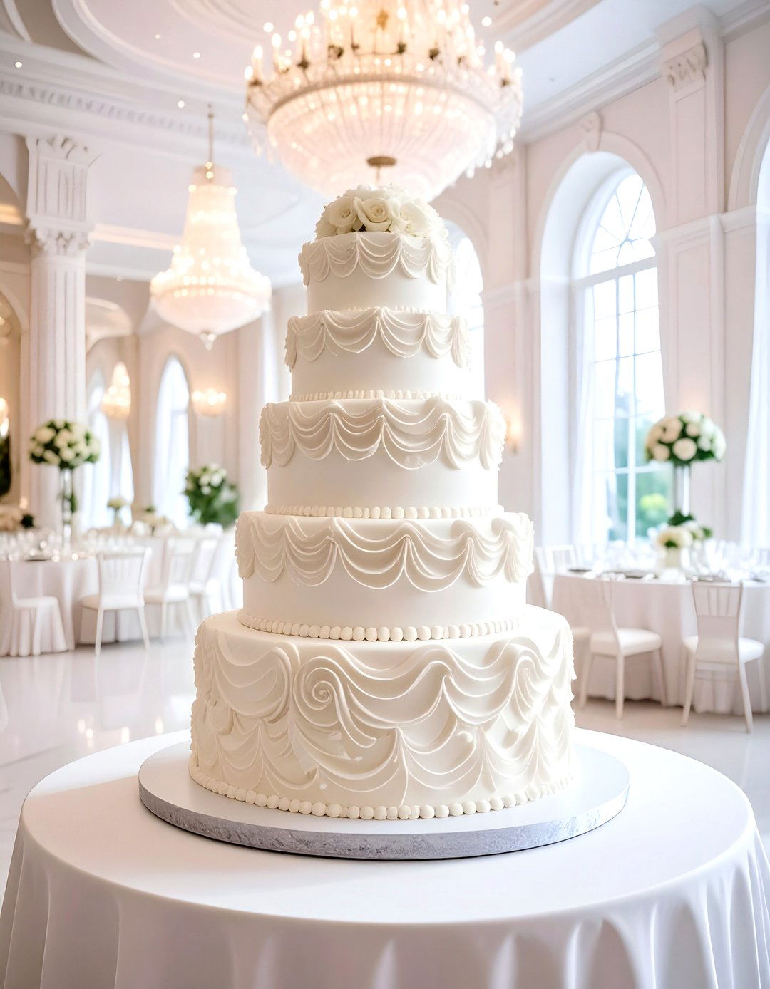 Textured Buttercream Wedding Cake with Ruffled Layers - 20 Wedding Cake Ideas