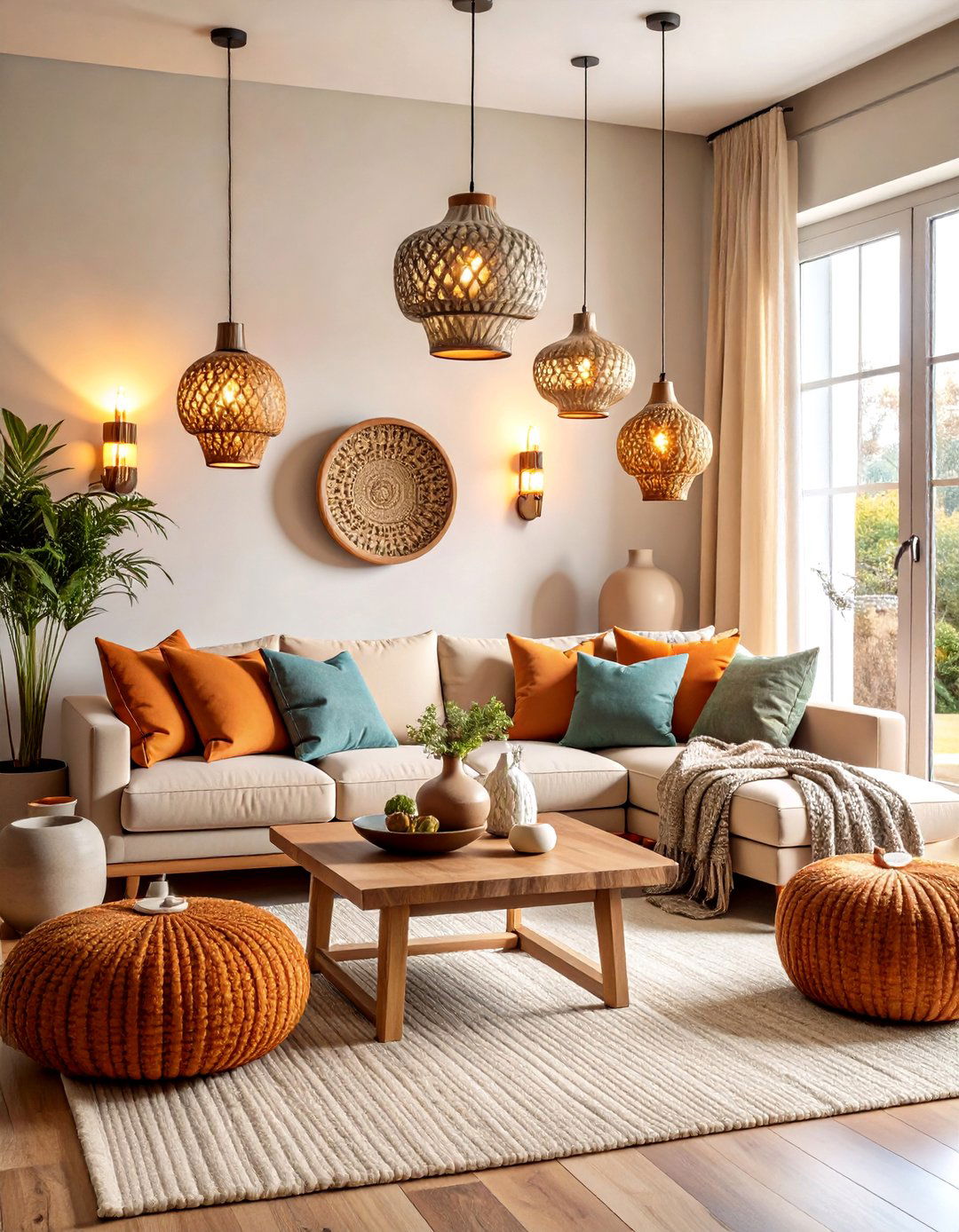 Textured Ceramic Living Room Wall Lighting Ideas for Artisanal Character - 20 Living Room Wall Lighting Ideas