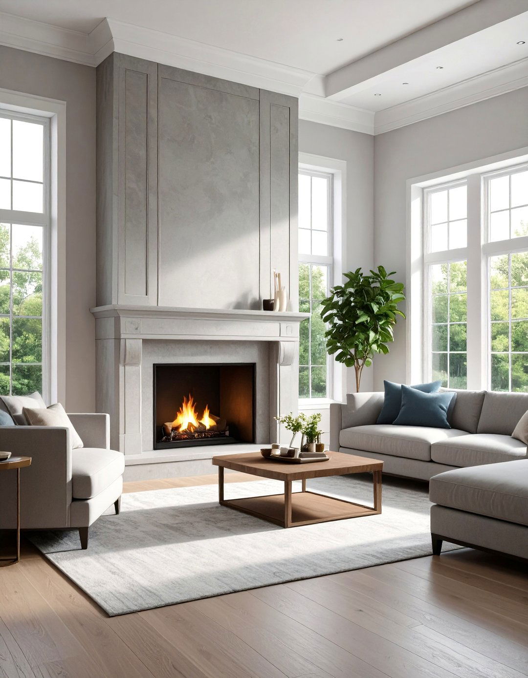 Textured Concrete Fireplace with Vertical Panel Design - 20 Concrete Fireplace Ideas