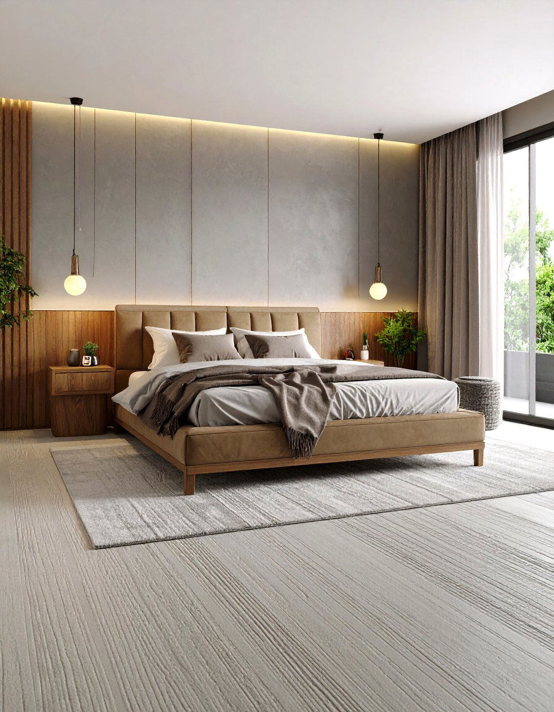 Textured Concrete Floor Bedroom with Broom Finish - 20 Concrete Floor Bedroom Ideas