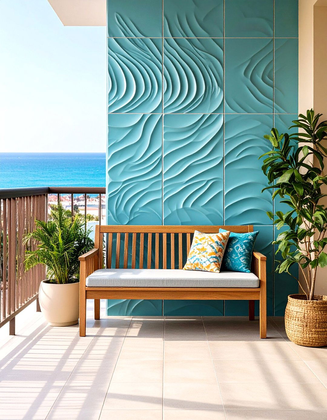 Textured D Balcony Tiles for Tactile Interest - 20 Balcony Tiles Ideas