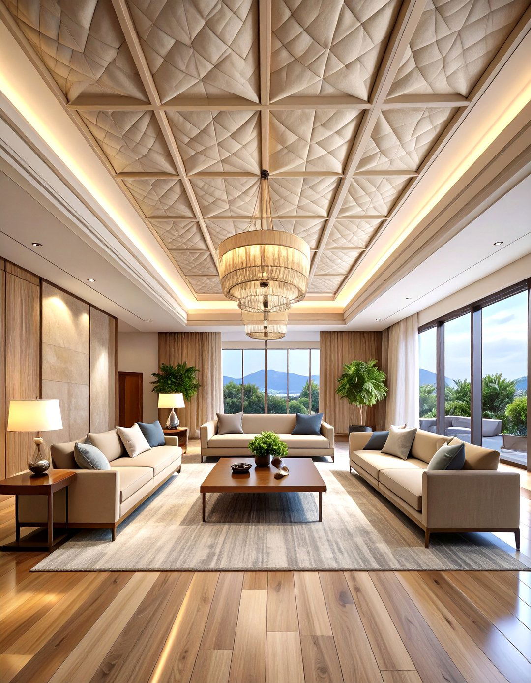 Textured Fabric Panel Coffered Ceiling Insert - 20 Coffered Ceiling Ideas