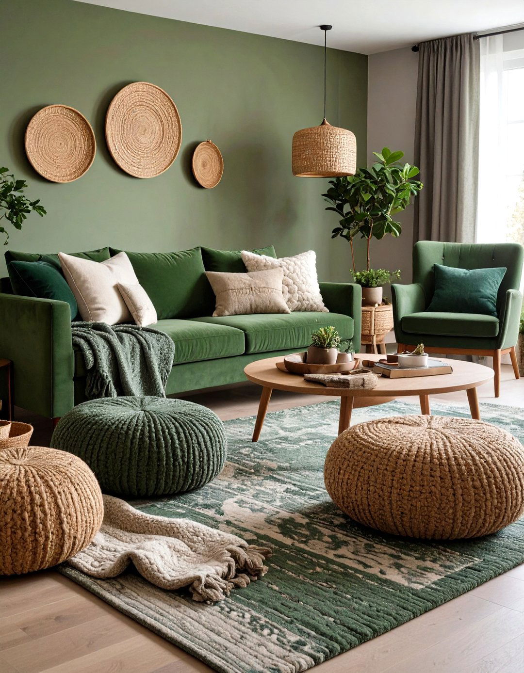 Textured Fabrics in Sage Green Palette - 20 Sage Green Living Room Ideas