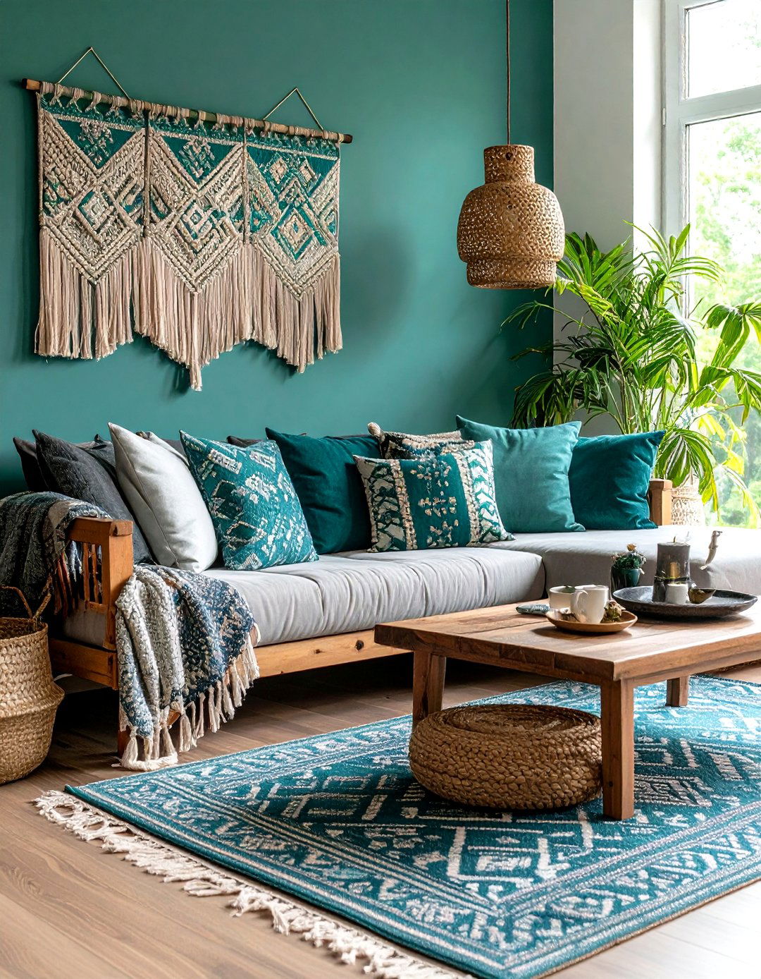 Textured Fabrics in Teal and Grey - 20 Teal and Grey Living Room Ideas