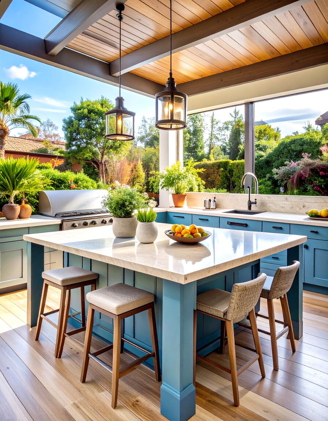 Textured Finish Outdoor Kitchen Countertop for Enhanced Grip - 20 Outdoor Kitchen Countertop Ideas