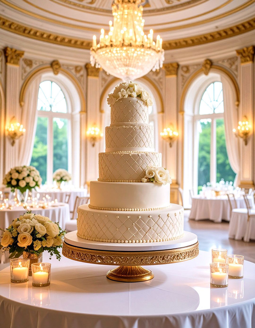 Textured Fondant Wedding Cake with Fabric Inspired Details - 20 Wedding Cake Ideas