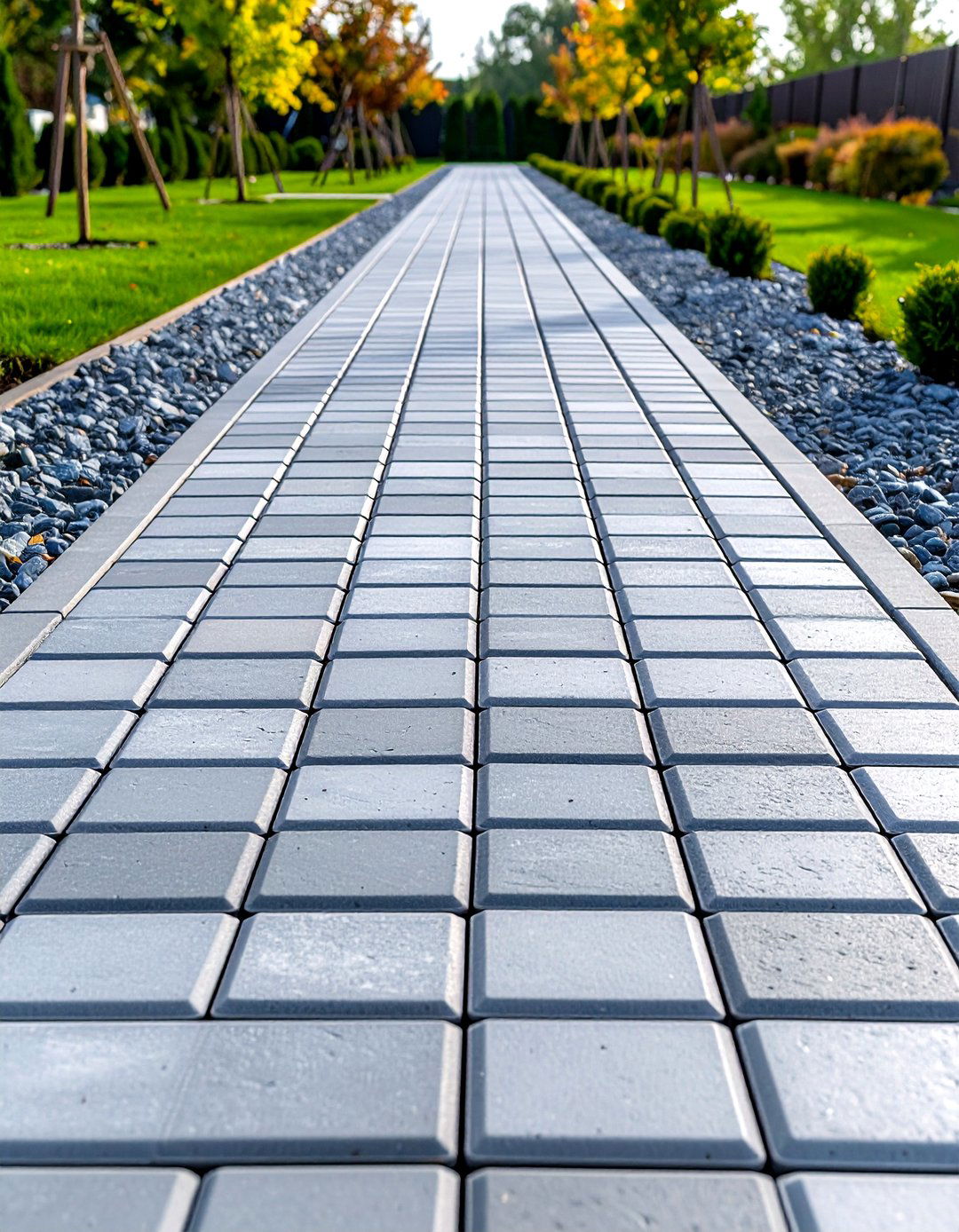 Textured Grey Paver Walkway Surface - 20 Grey Paver Walkway Ideas