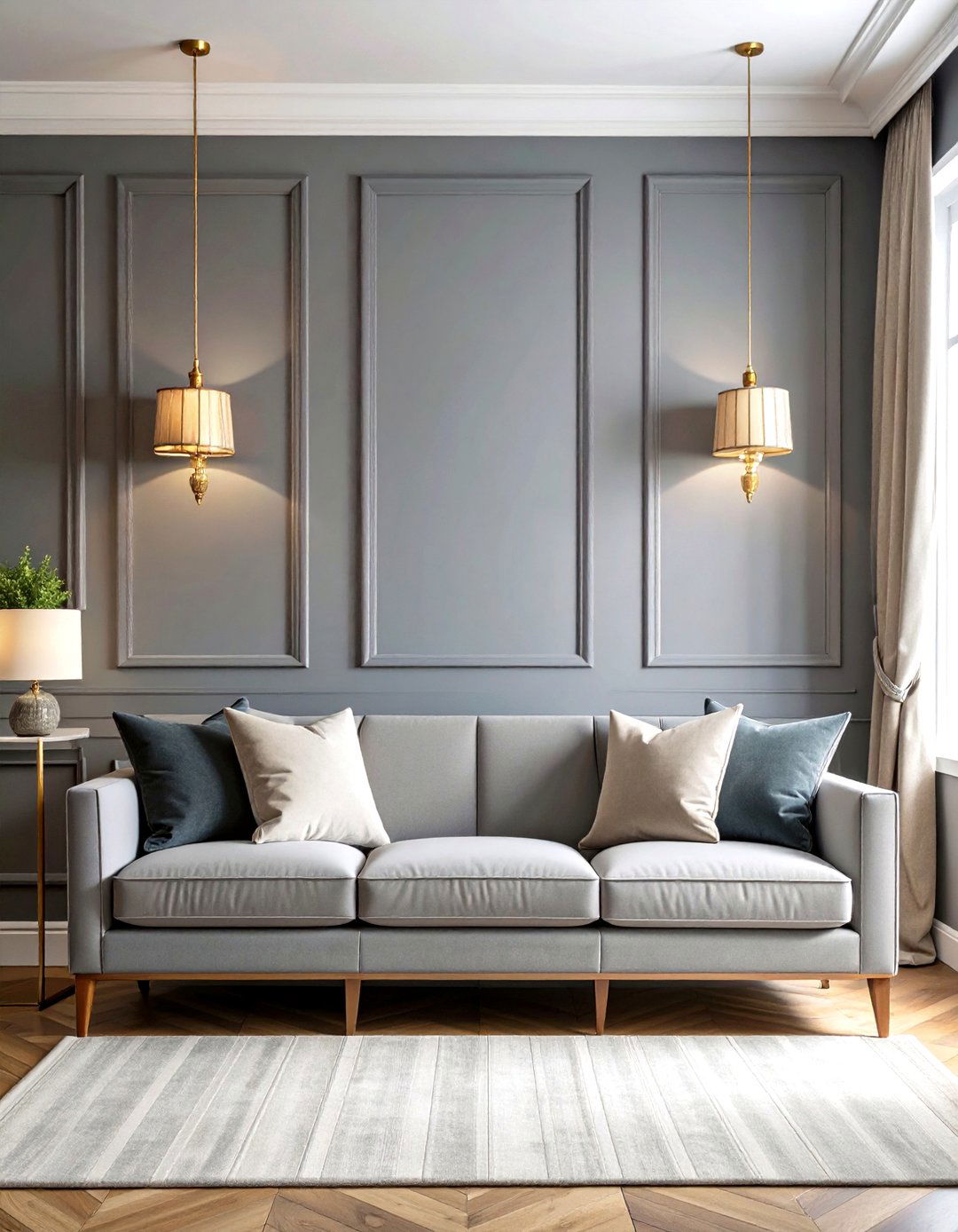 Textured Grey Walls Against White Trim - 20 Grey and White House Interior Design Ideas