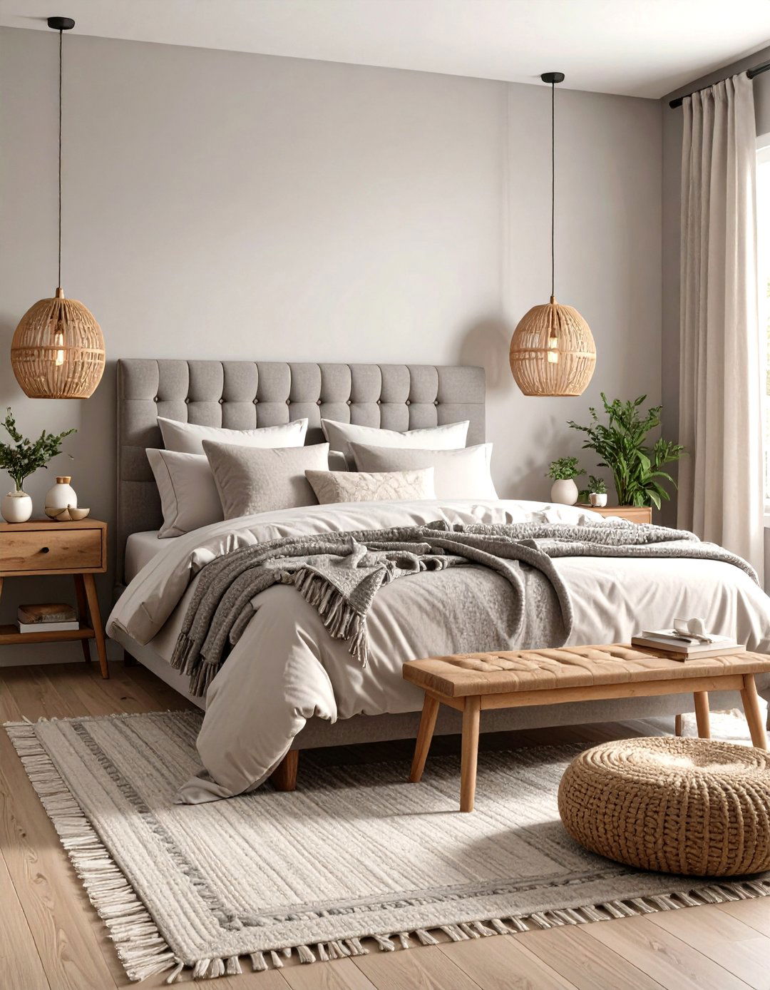 Textured Headboards Define the Grey Boho Bedroom - 20 Grey Boho Bedroom Ideas