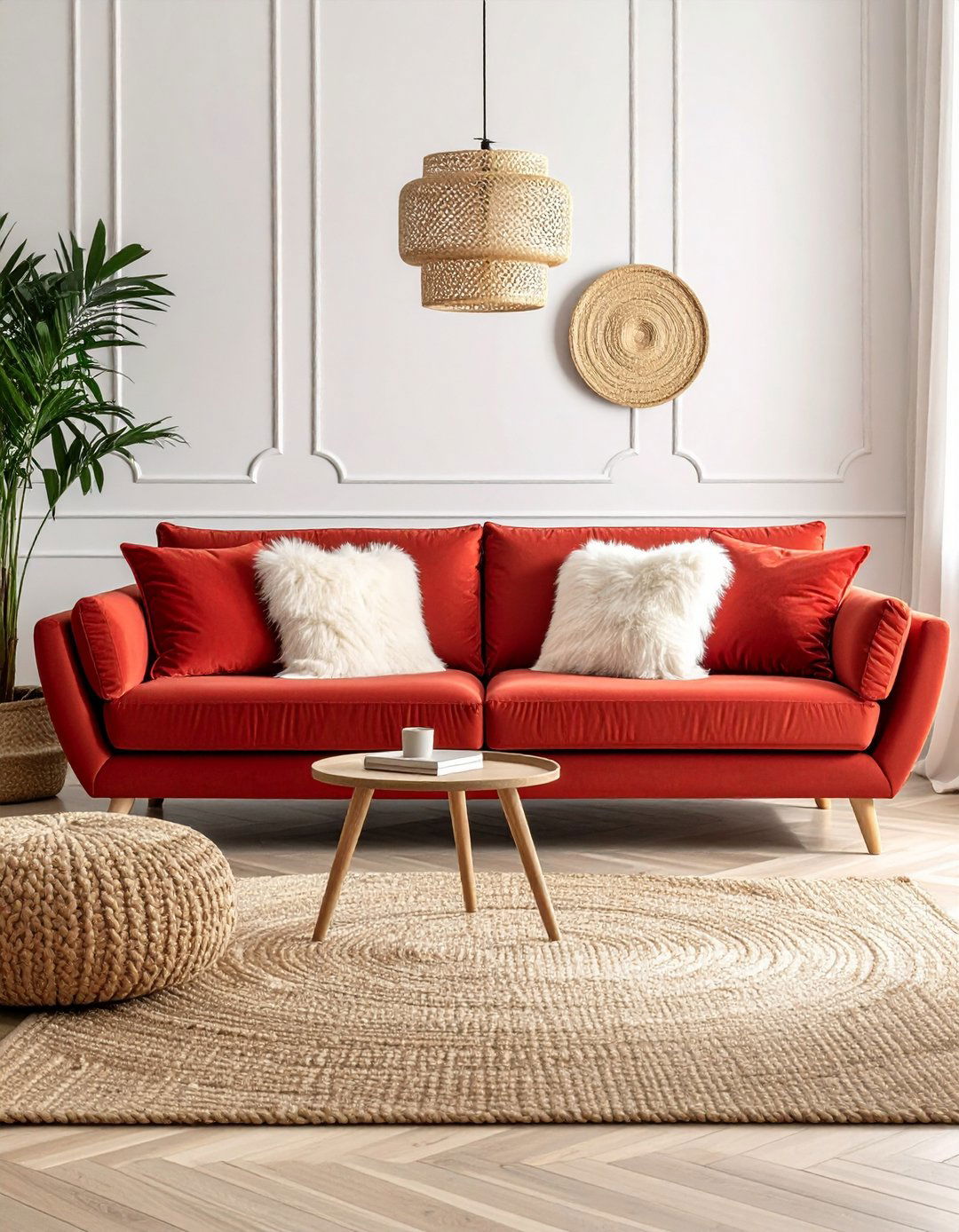 Textured Layers Red Couch Living Room Comfort - 20 Red Couch Living Room Ideas