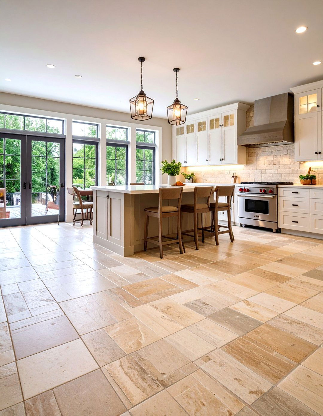 Textured Limestone Kitchen Floor Tiles - 20 Kitchen Floor Ideas