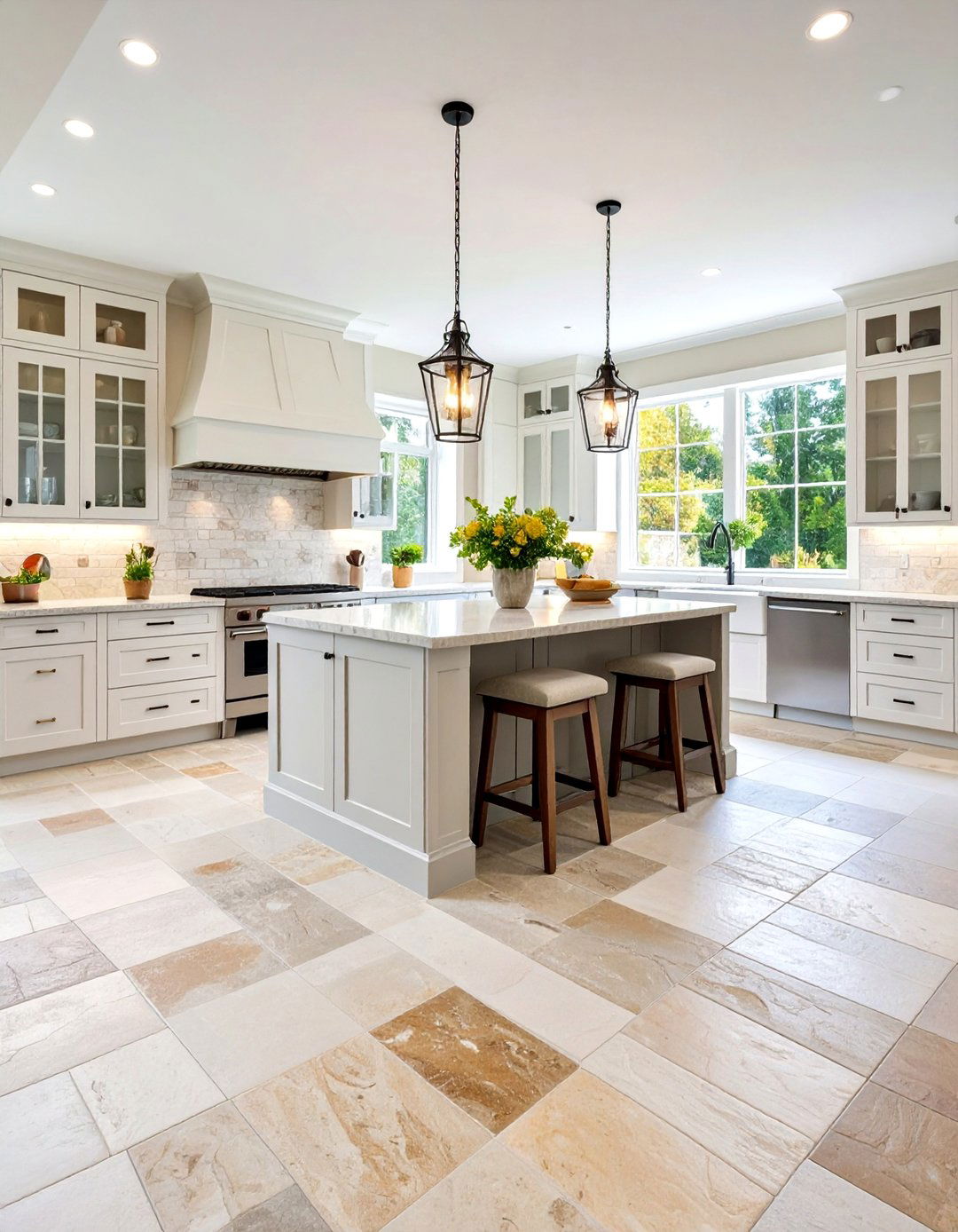 Textured Limestone Kitchen Flooring - 20 Kitchen Flooring Ideas
