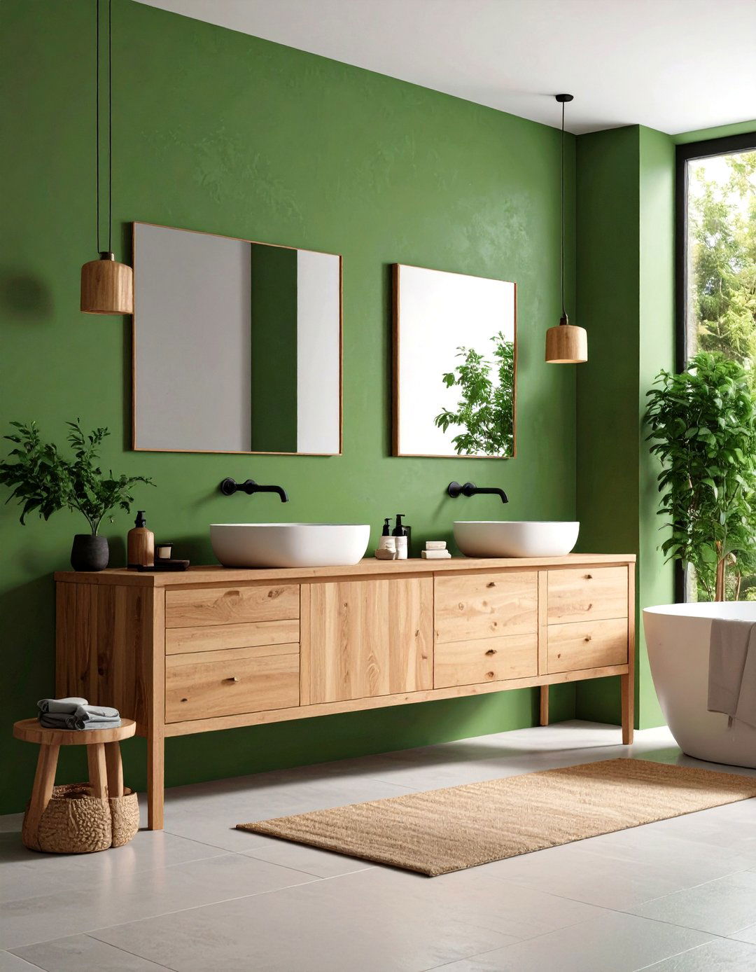 Textured Limewash Green Accent Wall for Soft Movement - 20 Green Accent Wall Ideas