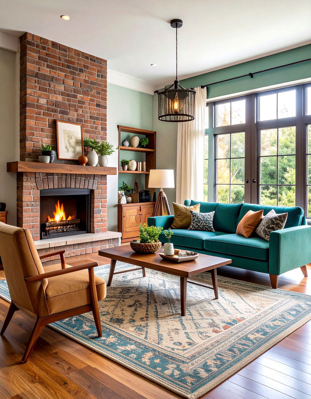 Textured Mortar Joint Rustic Brick Fireplace - 20 Rustic Brick Fireplace Ideas