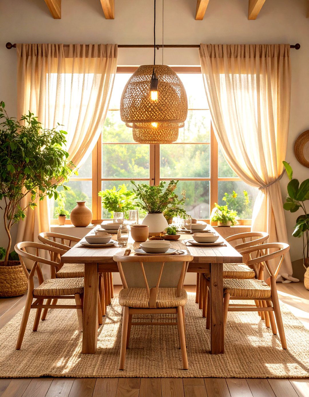 Textured Natural Fiber Dining Room Curtains - 20 Dining Room Curtain Ideas