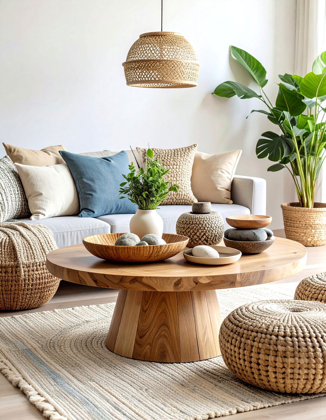 Textured Natural Material Coffee Table Centerpiece - 20 Coffee Table Centerpiece Ideas