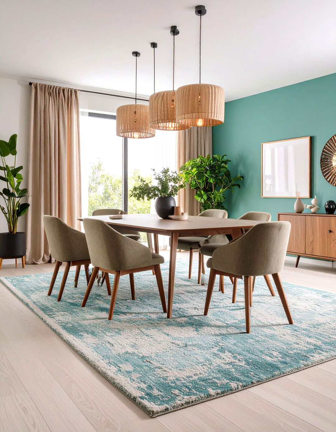 Textured Neutral Carpeted Dining Room with Subtle Sophistication - 20 Carpeted Dining Room Ideas