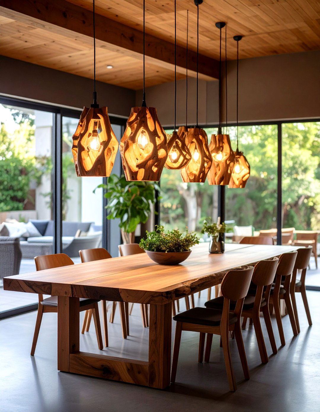 Textured Raw Wood Chandeliers Celebrate Imperfection - 20 Dining Room Lighting Ideas