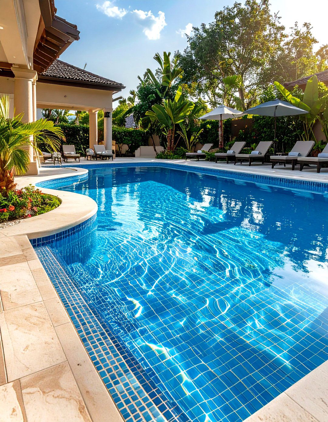 Textured Surface Waterline Pool Tile Collection - 20 Waterline Pool Tile Ideas