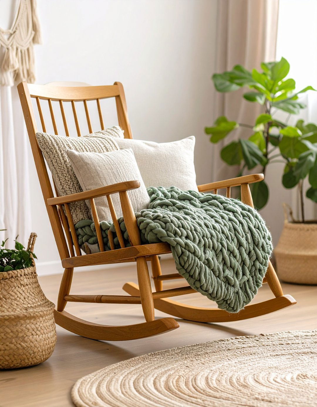 Textured Throw Pillows and Blankets - 20 Sage Green Nursery Ideas