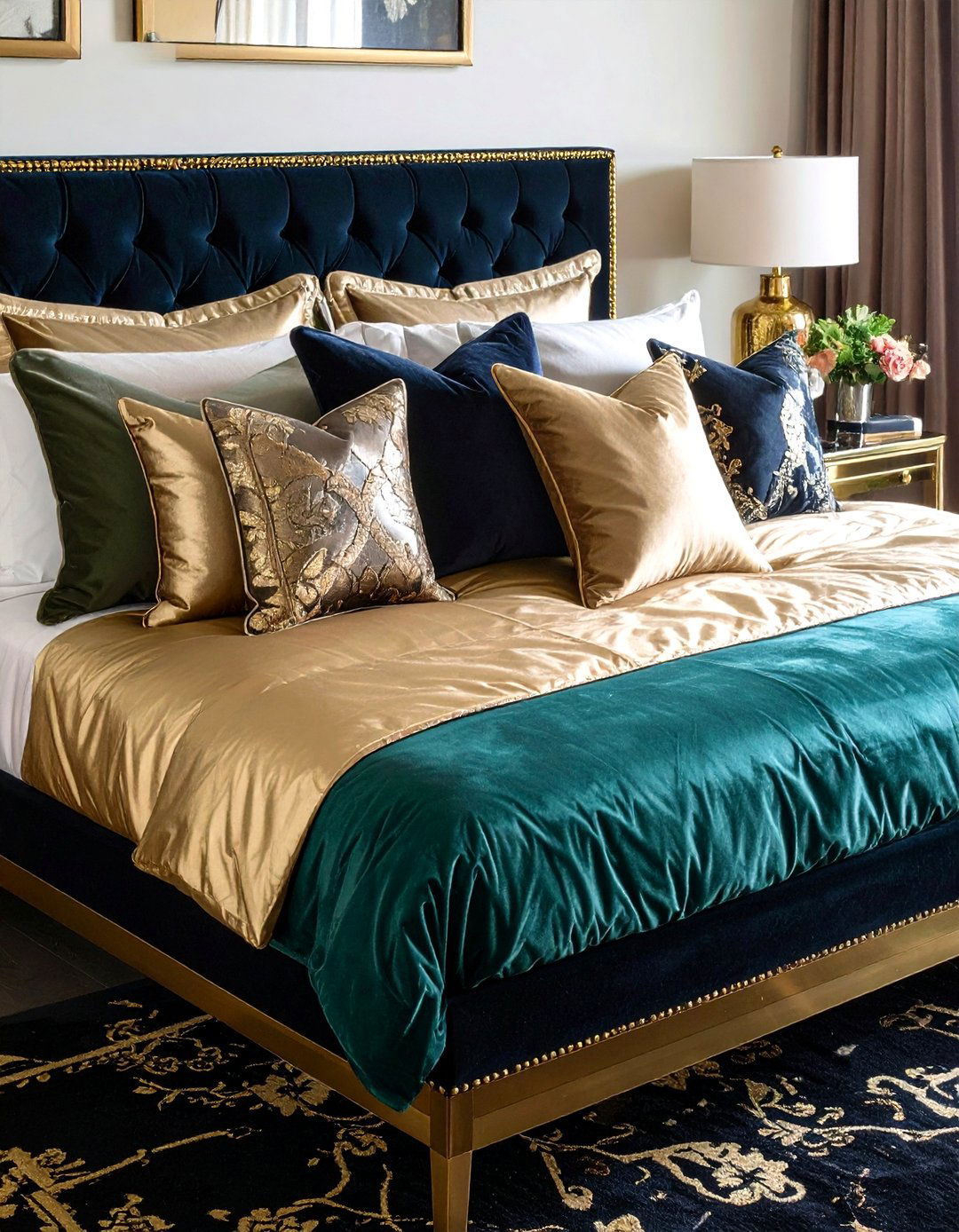 Textured Throw Pillows for Easy Gold Bedroom Updates - 20 Gold Bedroom Ideas