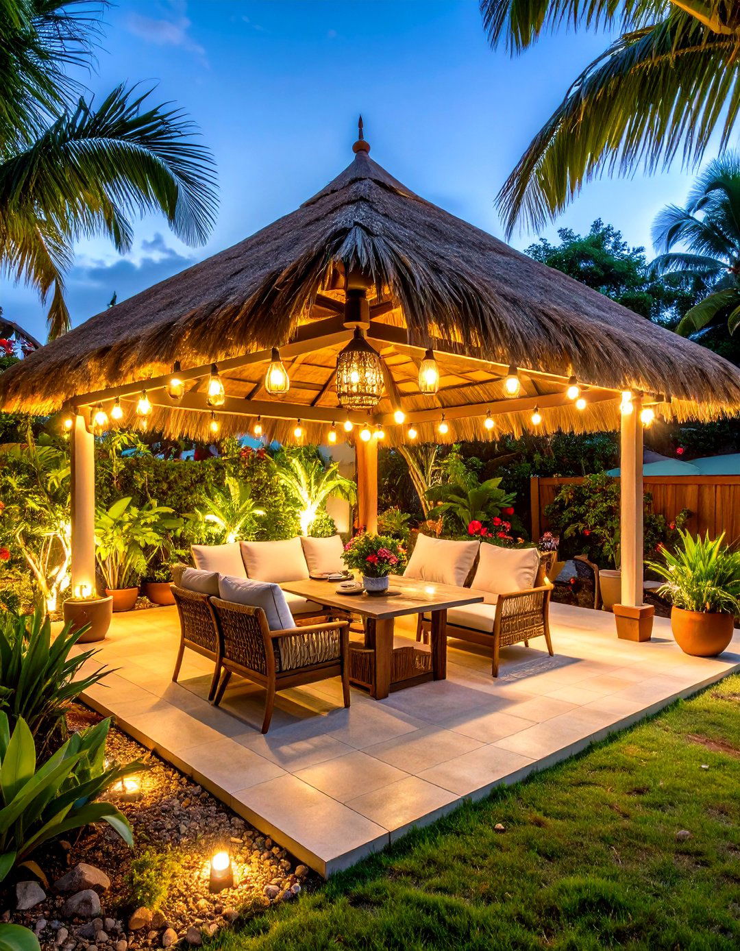 Thatched Roof Covered Patio for Tropical Paradise Vibes - 20 Covered Patio Ideas