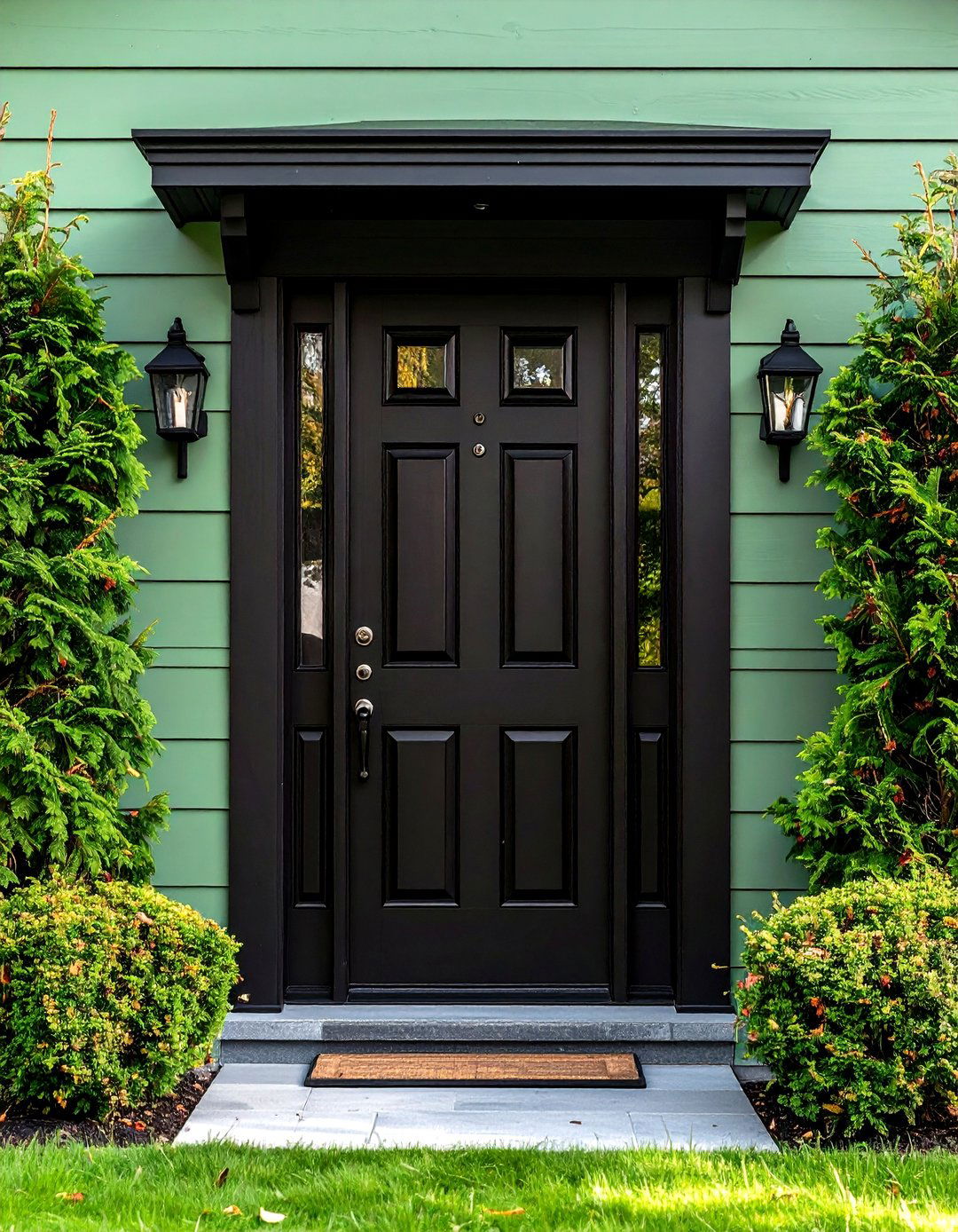 The Impact of a Black Door - 20 Sage Green House With Black Door