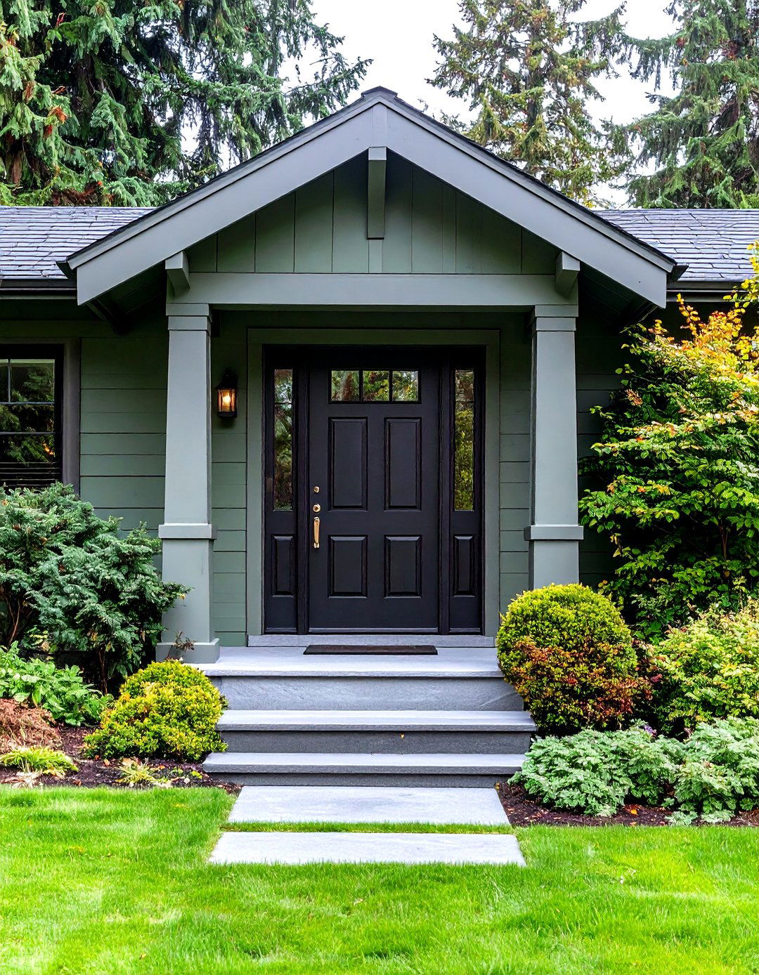 The Psychology of Sage Green - 20 Sage Green House With Black Door