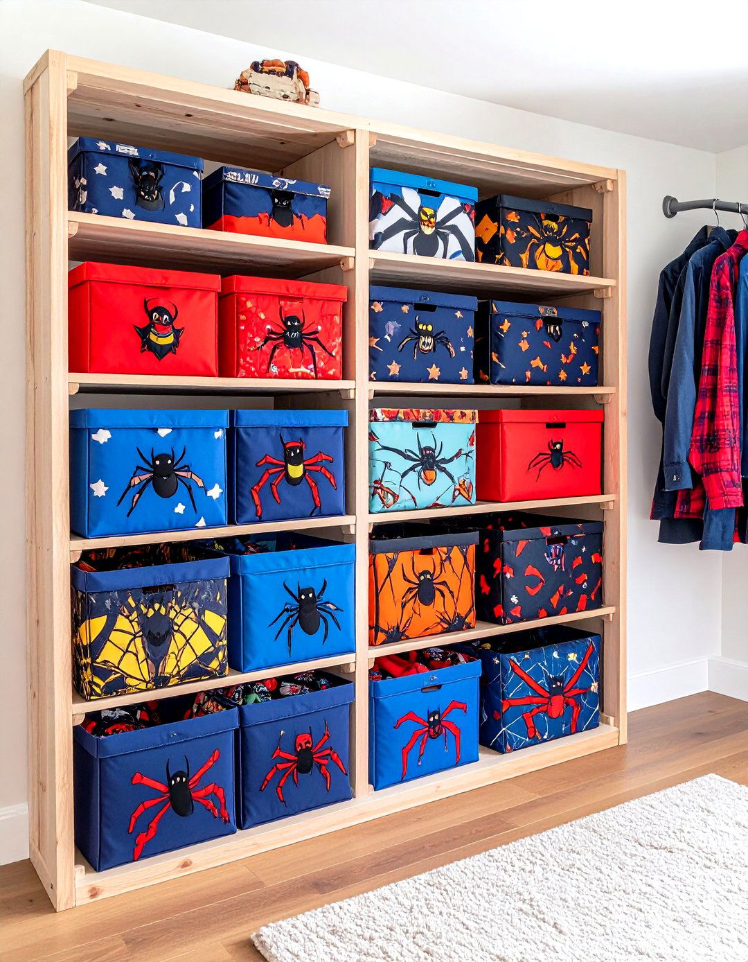 Thematic Storage Bins and Baskets - 20 Spiderman Room Decor Ideas