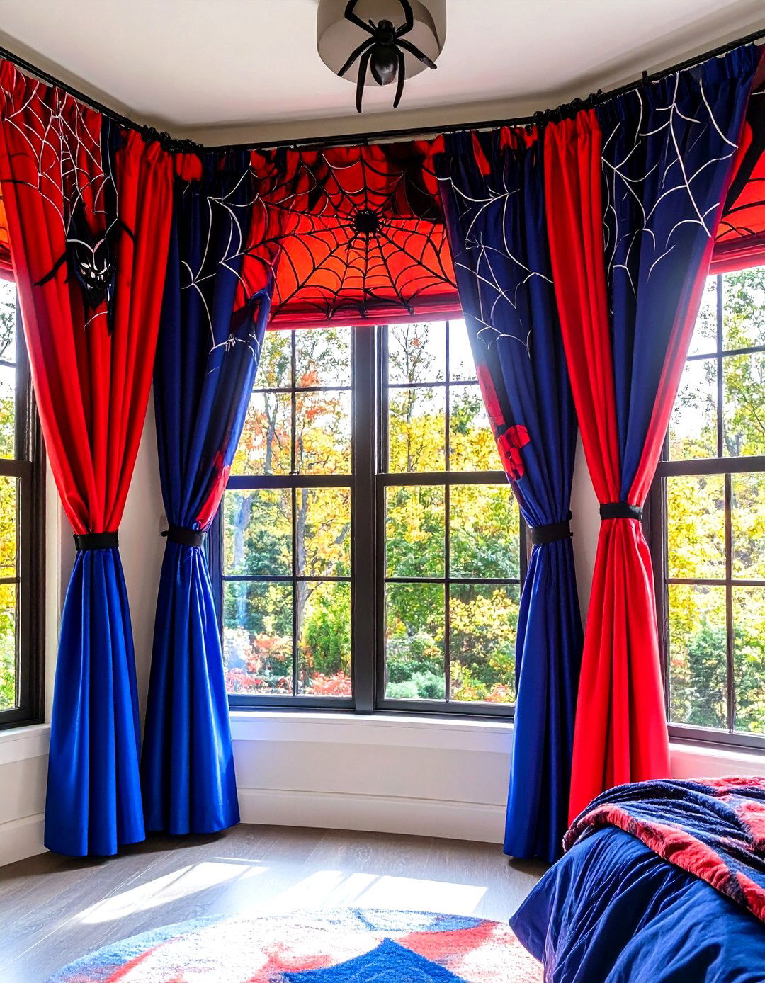 Themed Curtains and Blinds - 20 Spiderman Room Decor Ideas