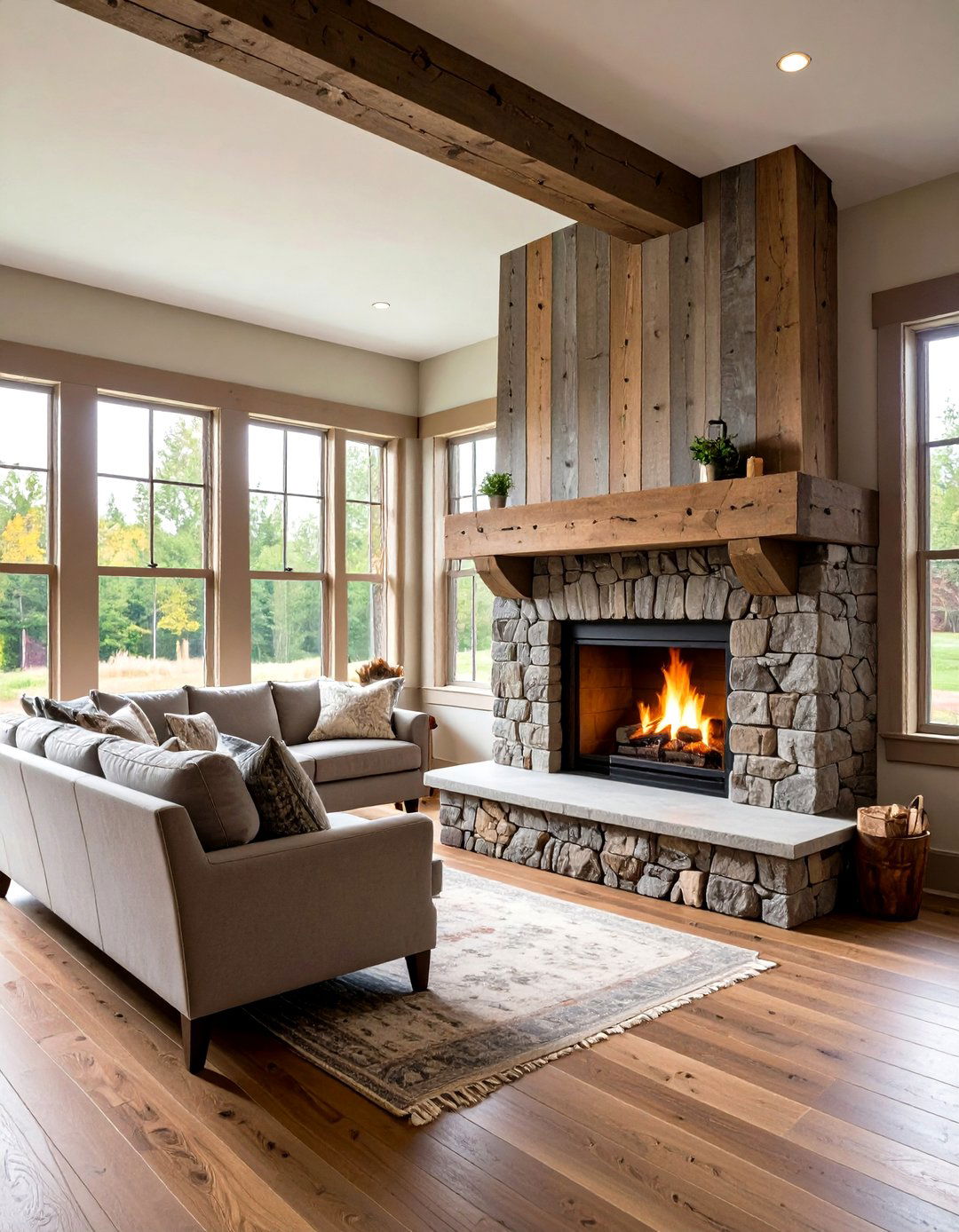 Thick Beam Wood Mantel for Rustic Impact - 20 Wood Mantel Ideas