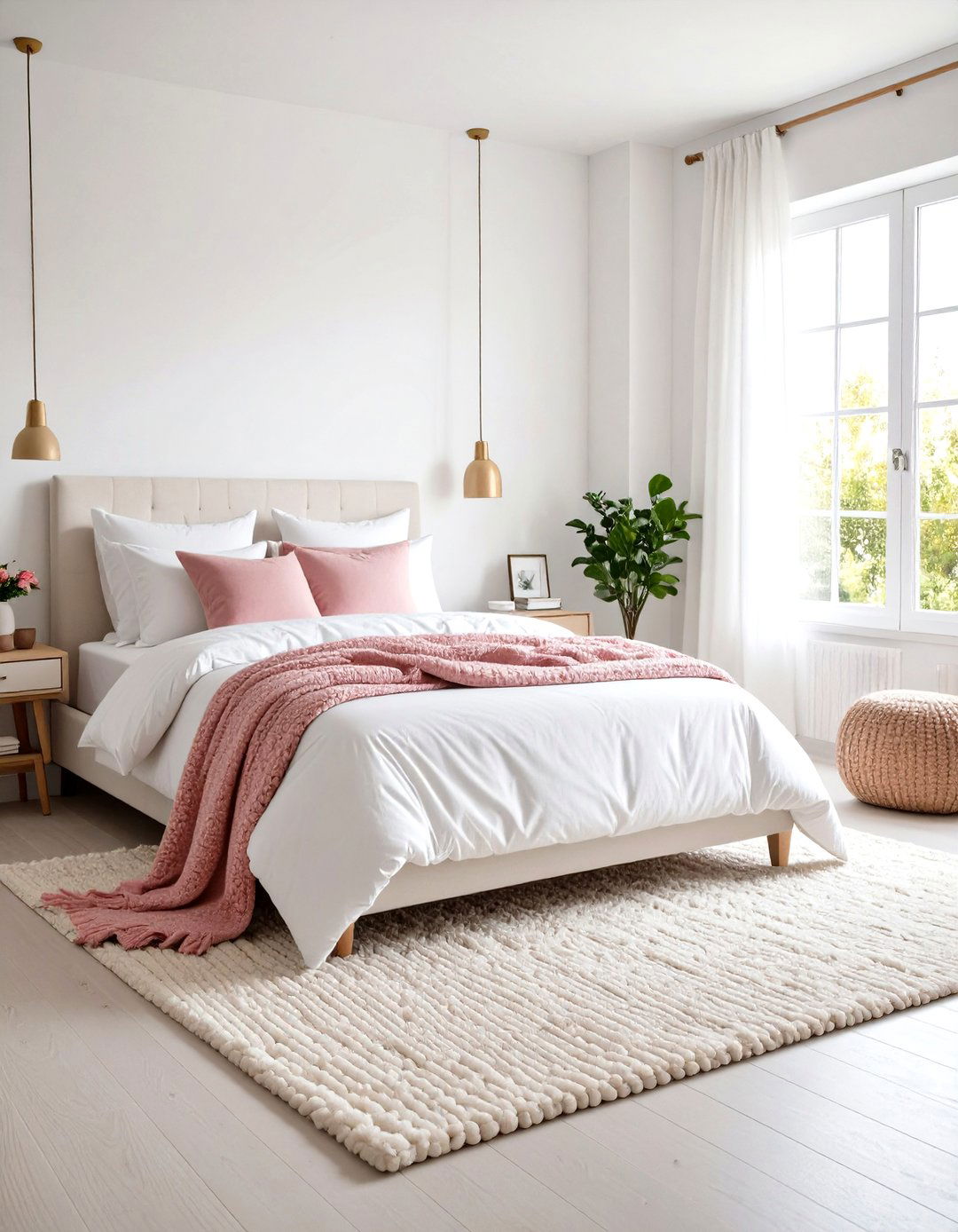 This Textured Throw and Rug Combo Makes Dusty Rose Feel Inviting - 20 Dusty Rose Bedroom Ideas