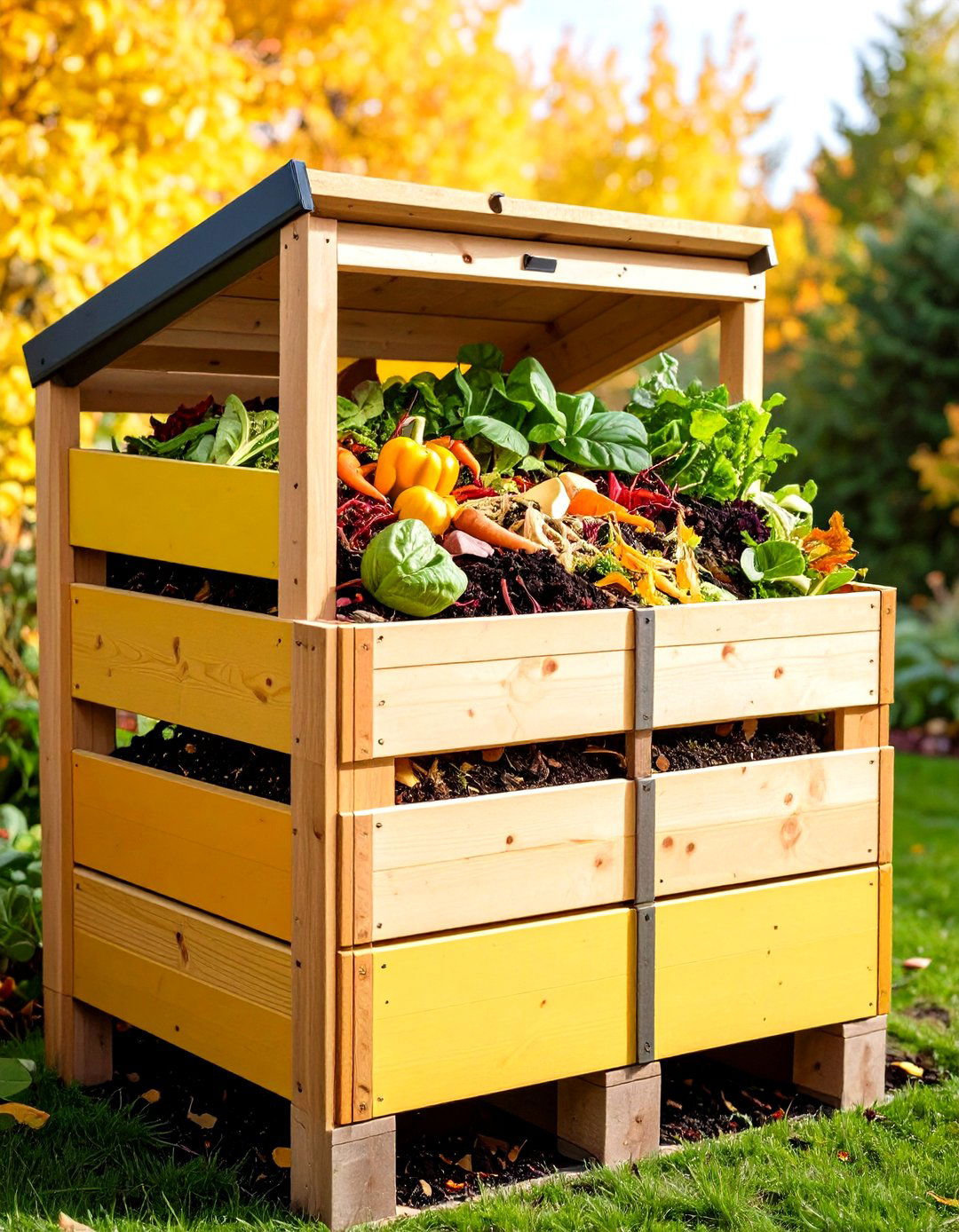 Three Bay Sleeper Compost Bin - 20 Garden Sleeper Ideas