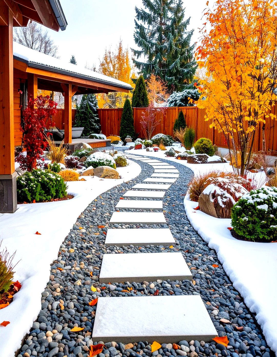 Three Season Pea Gravel Walkway with Winter Accessibility - 20 Pea Gravel Walkway Ideas