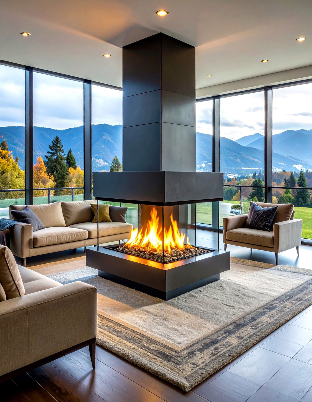 Three Sided Bioethanol Fireplace with Eco Friendly Operation - 20 3 Sided Fireplace Ideas