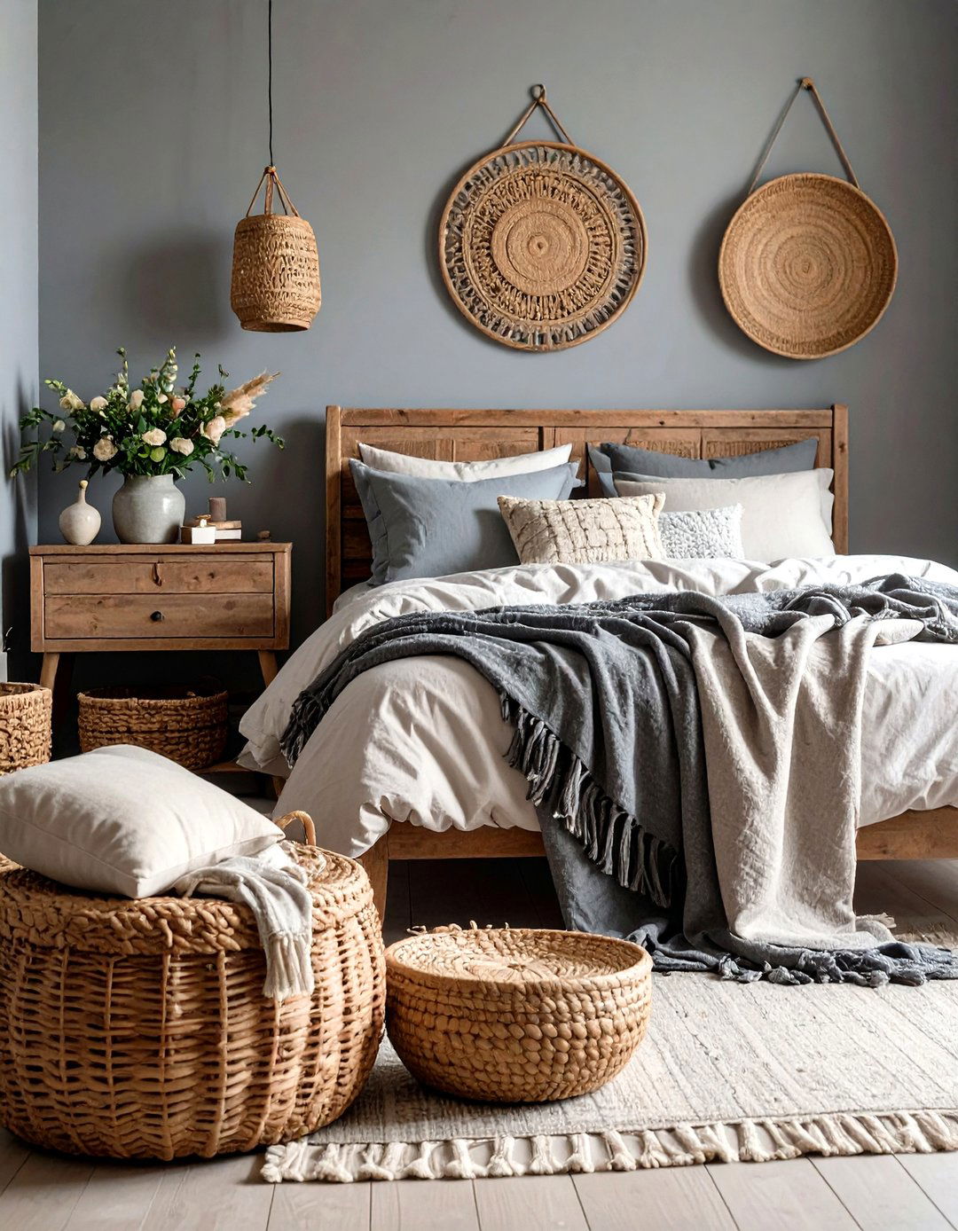 Thrifted Treasures and Wabi Sabi Charm in the Grey Boho Bedroom - 20 Grey Boho Bedroom Ideas