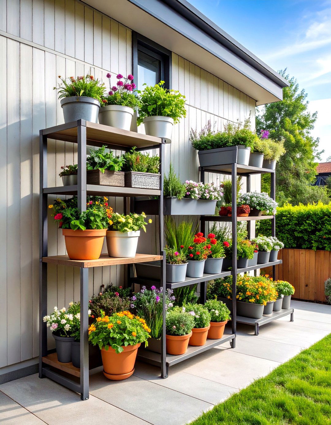 Tiered Corner Garden Ideas With Pots Using Plant Stands - 20 Corner Garden Ideas With Pots