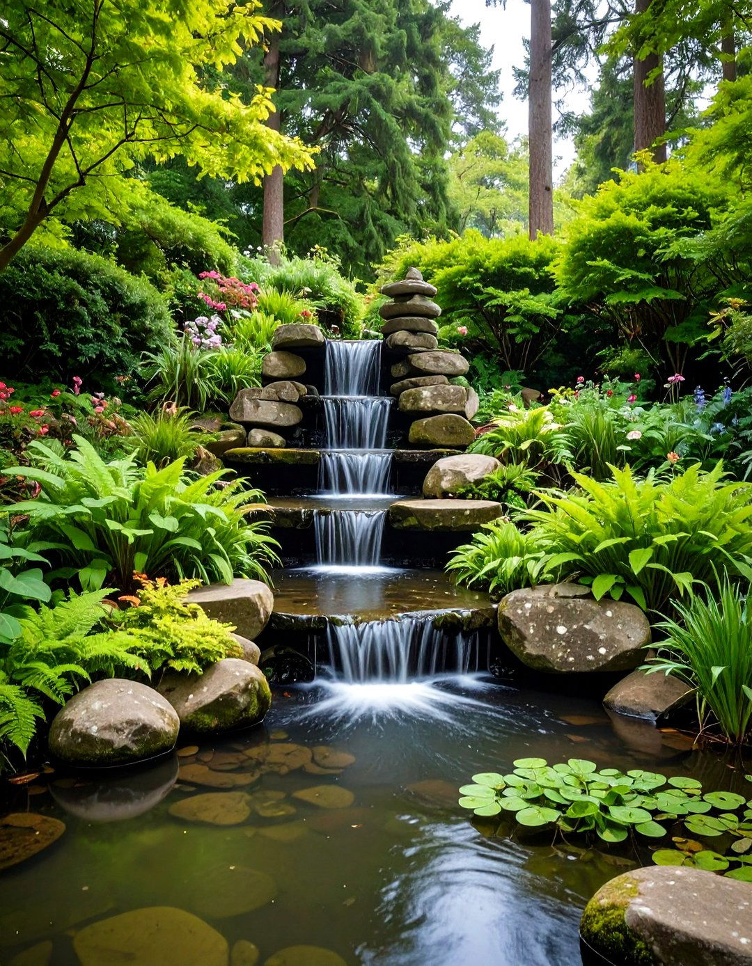 Tiered Natural Boulder Waterfall Pond - 20 Small Pond Ideas With Waterfalls