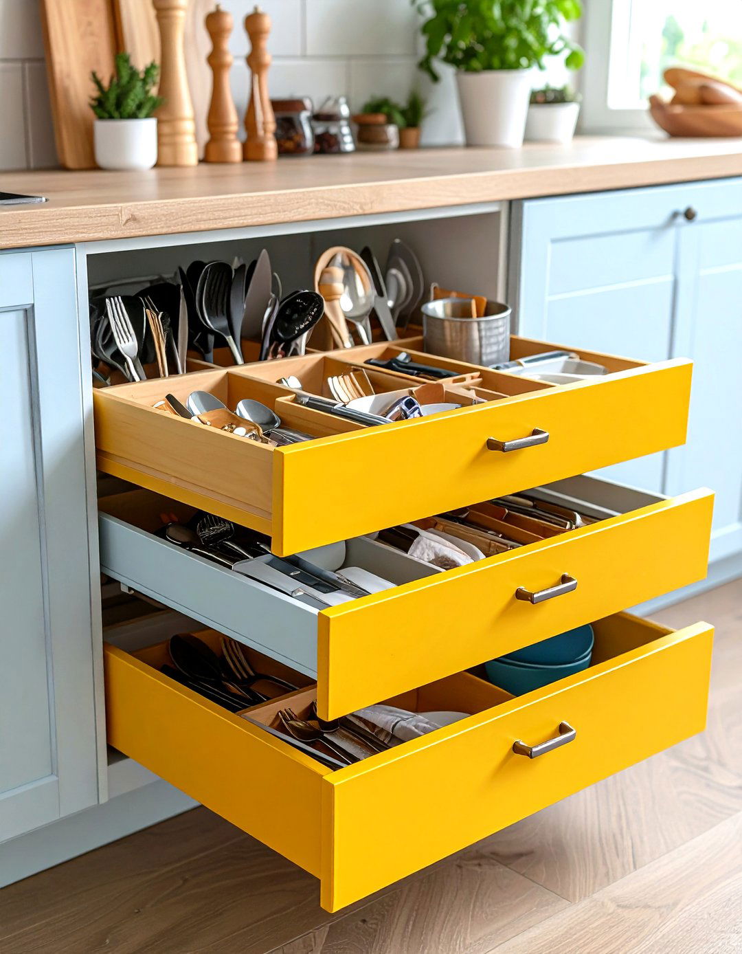Tiered Utensil Drawer - 20 Small Galley Kitchen Ideas on a Budget
