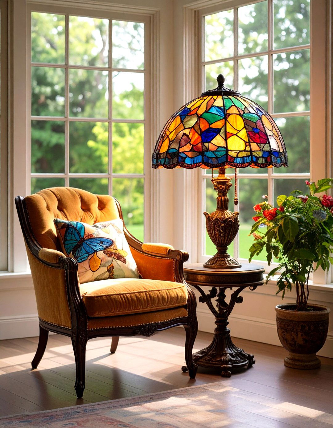 Tiffany Style Stained Glass Lamp - 20 Victorian Sunroom Ideas