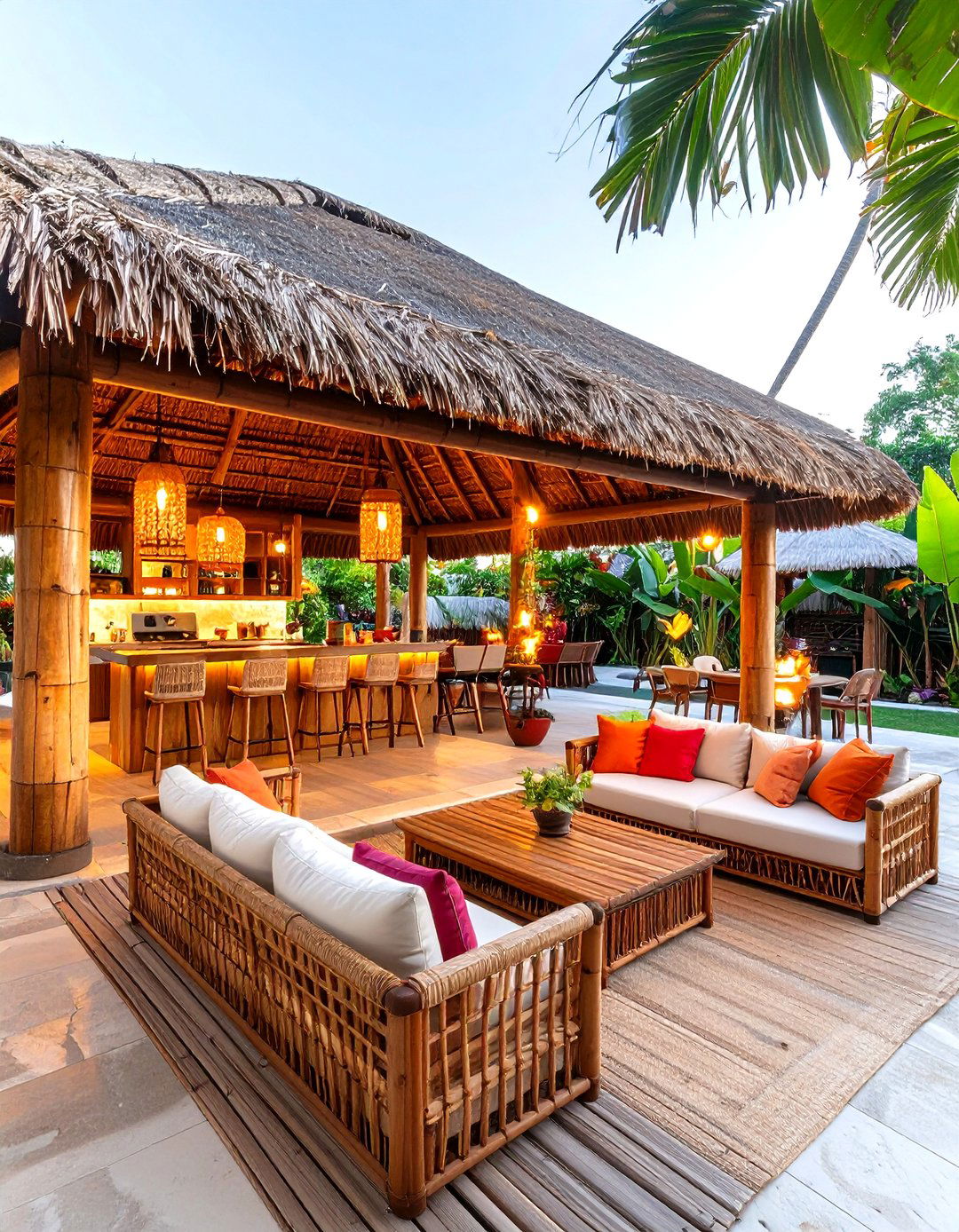 Tiki Hut Tropical Backyard Entertainment Complex - 20 Tropical Backyard Ideas