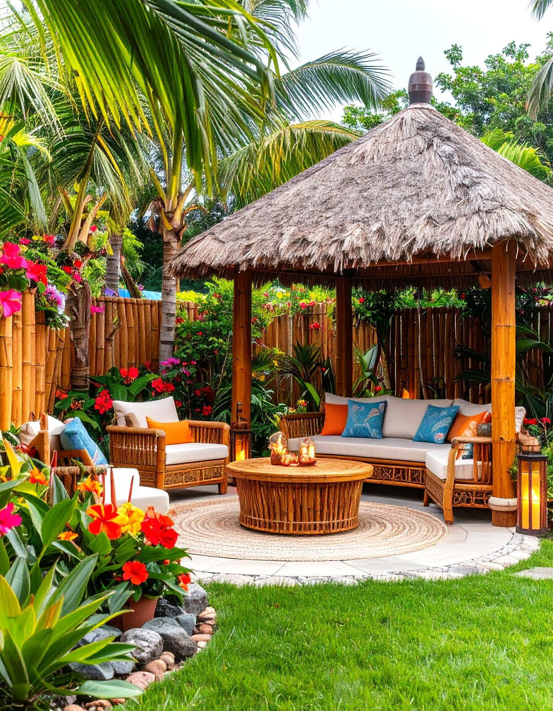 Tiki Themed Tropical Garden Entertainment Paradise - 20 Tropical Garden Ideas