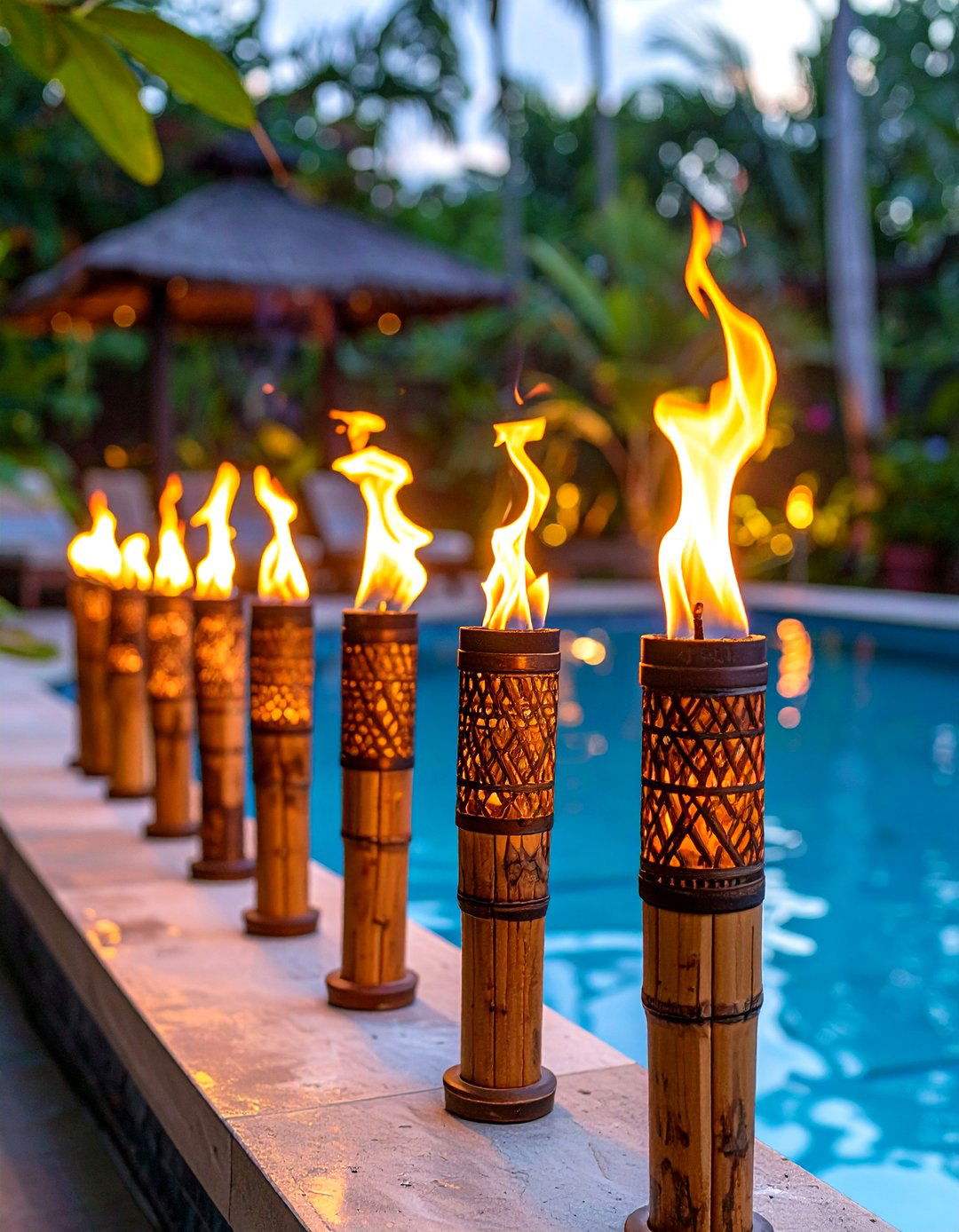 Tiki Torch Accents - 20 Pool Decor Ideas